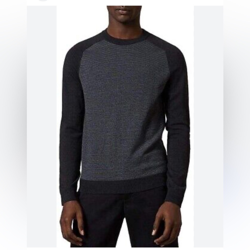 Ted Baker Black and Gray top up Crewneck Sweater wool blend soft